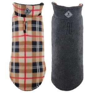 Tan Plaid Fargo Dog Fleece - Size 22 - REVERSIBLE